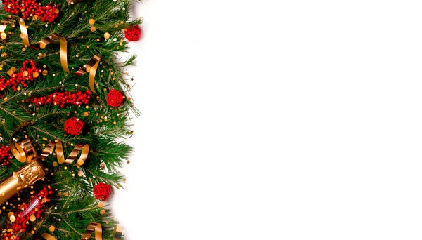 Святковий Новорічний Фон Різдвяні Новорічні Прикраси Ялинкові Боке Світильники Копіювання — стокове фото