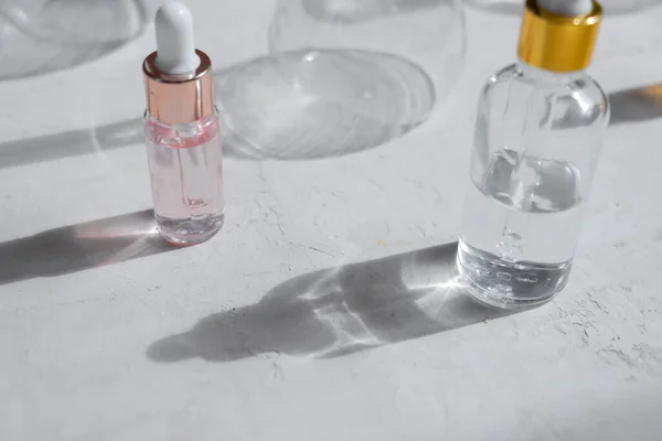 Eco Mineralolja Glasflaskor Med Pipett Dropper Transparent Hyaluronisk Serum Gel — Stockfoto