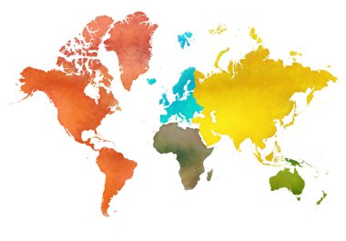 Illustrazione mappa mondo e dei continenti del pianeta terra 