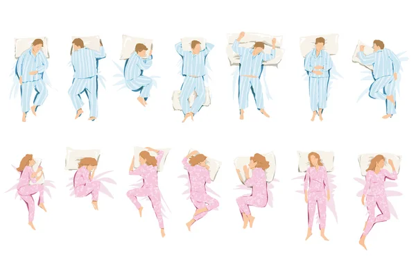 Illustrazione delle diverse posizioni che assumono nel sonno e nel sogno — Foto Stock