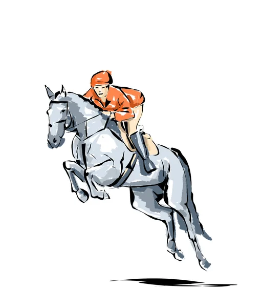 Illusztráció az ember lóháton egy lovas verseny alatt — Stock Fotó