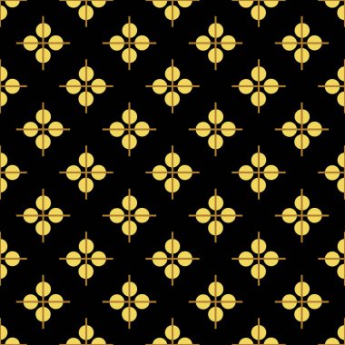 Siyah, pürüzsüz arka planda sarı desen. Modern yineleme.