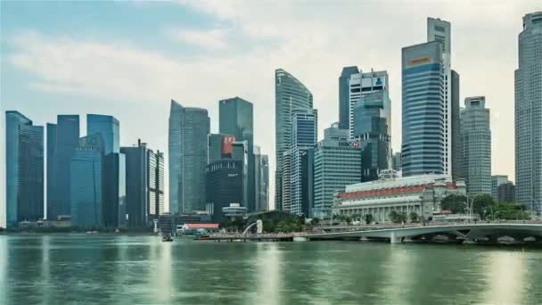 シンガポール、シンガポール、タイムラプス-シンガポールの象徴的なスカイラインのハイパーラプス — ストック動画
