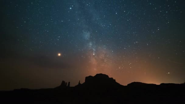 Monument Valley, USA, Timelapse - De Melkweg — Stockvideo