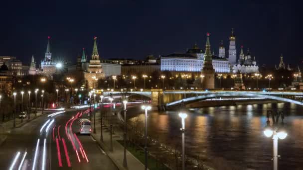 Moscou, Rússia, Timelapse - O Kremlin à noite — Vídeo de Stock