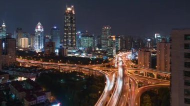 Şangay, Çin, Timelapse - Gece Dokuz Ejder Sütunu 