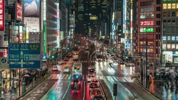 Tokyo, Japan, Timelapse - Shinjukus gator på natten — Stockvideo