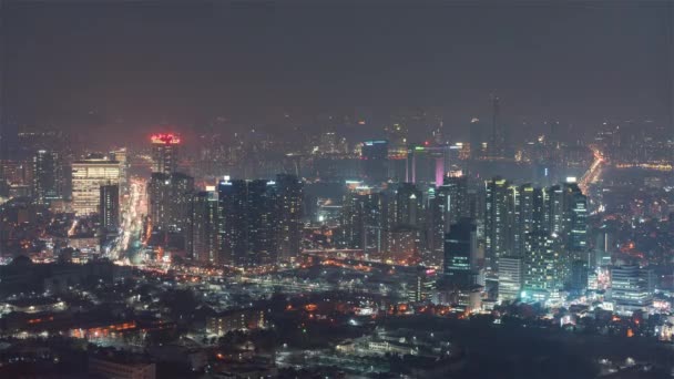 Szöul, Korea, Timelapse - Szöul déli része éjszaka — Stock videók