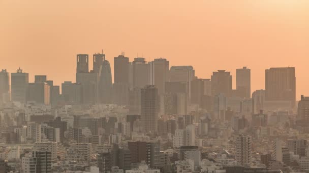 東京、日本、タイムラプス-東京の新宿のスカイラインが文京シビックセンターから撮影 — ストック動画