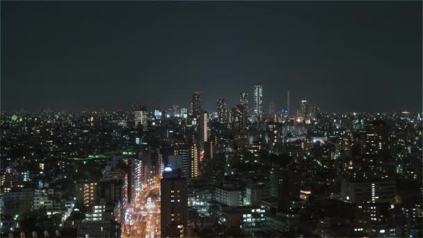 Tokyo, Japan, Timelapse - Tokyos stadstrafik på natten från Bunkyo Civic Center — Stockvideo