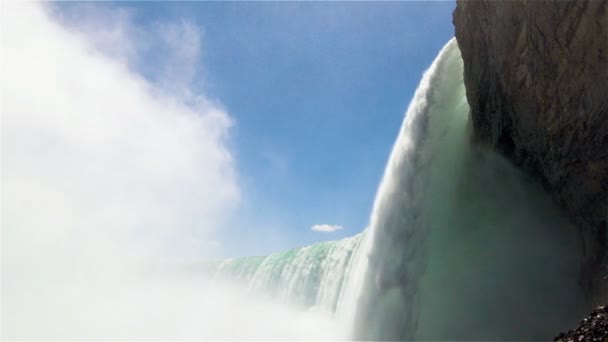 Niagara Falls, Canadá, Vídeo - Filmagem em câmera lenta como visto de baixo das quedas — Vídeo de Stock