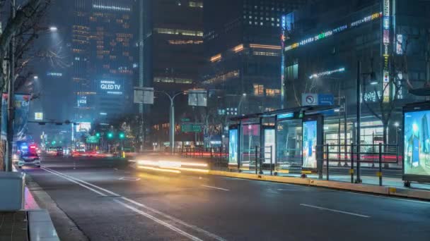 Séoul, Corée, Timelapse - Le trafic de la ville la nuit à Séoul — Video