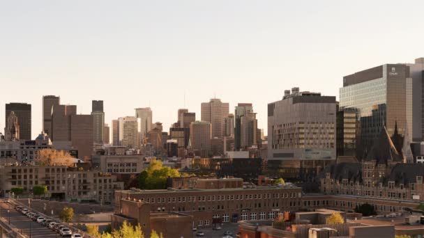 Montreal, Kanada, Zeitraffer - Montreal Financial District von Tag bis Nacht — Stockvideo