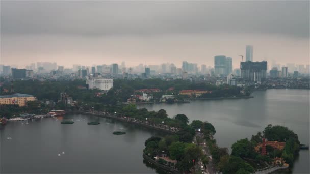 Hanoi, Vietnam, Timelapse - Hanoi város látképe napról éjszakára — Stock videók