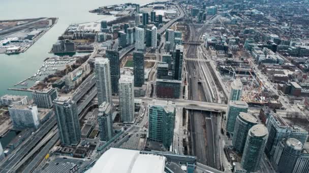 Toronto, Kanada, Timelapse - Cityplace pada siang hari setelah dilihat dari puncak Menara CN — Stok Video