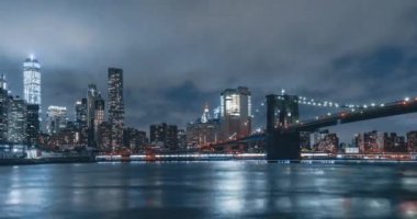 New York, ABD, Hiperlapa - Brooklyn Köprüsü Parkı 'ndan Gece Hiperlapesi