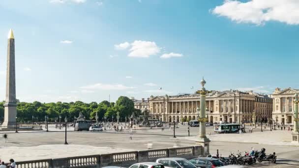 Paris, Frankreich, Zeitraffer - Das Hotel de Crillon und die Place de la Concorde — Stockvideo