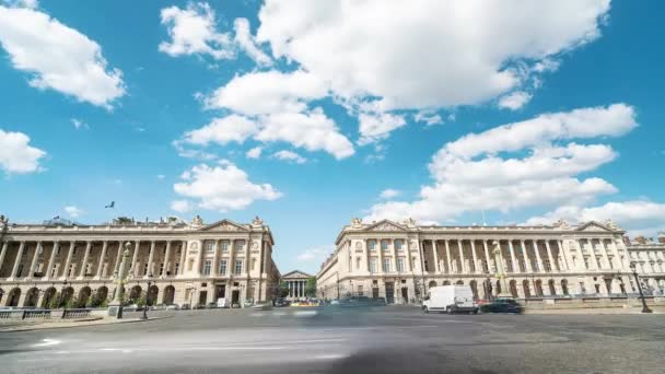 Paris, Frankreich, Zeitraffer - Der Place de la Concorde und die Madeleine-Kirche — Stockvideo