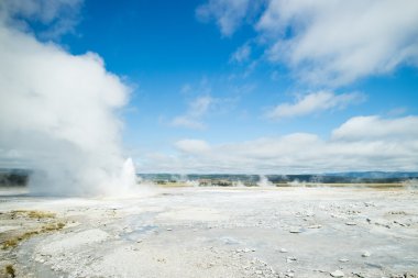 Termal Geysers patlayan Yellowstone Milli Parkı, Wyoming, Amerika Birleşik Devletleri