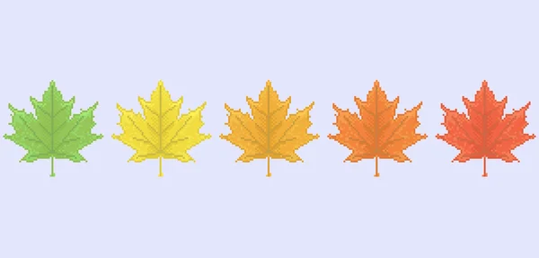 Pixel vector autumn leaves — Stock Vector