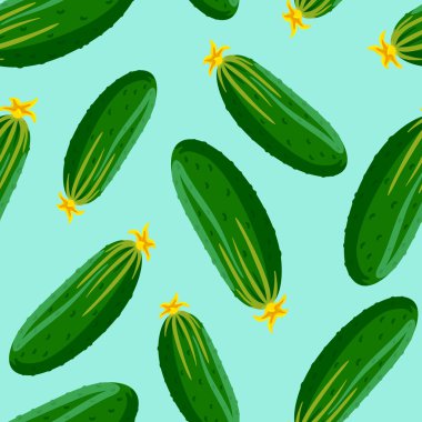 Sulu sağlıklı yeşil salatalık bir desen ile Dikişsiz yeşil arka plan