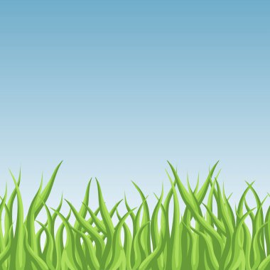 Mavi gökyüzü arka plan üzerinde taze yeşil çimen