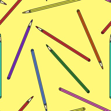 Tatlı renkli kalemler bir desen ile Dikişsiz arka plan