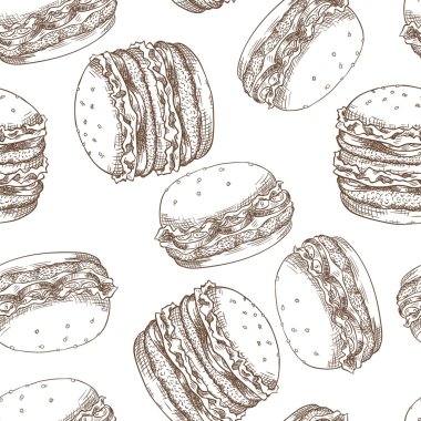 Burger bir desen ile Dikişsiz arka plan