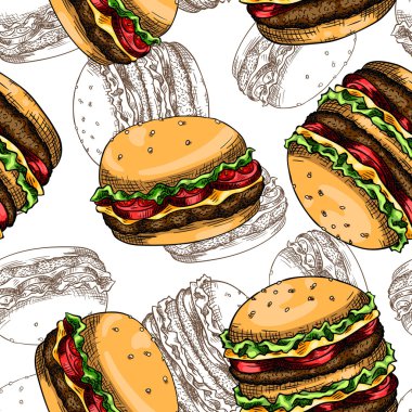 Hamburger bir deseni ile sorunsuz arka plan