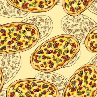 Pizza bir deseni ile sorunsuz arka plan