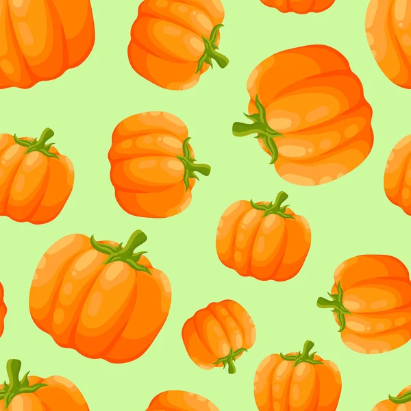 Fondo sin costuras con un patrón de deliciosas calabazas naranjas maduras — Vector de stock