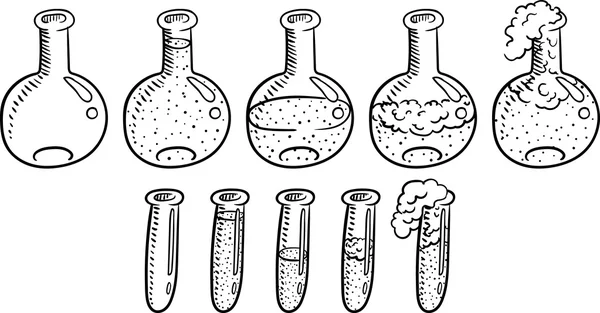 Sada chemické laboratorní baňky. Izolovaný — Stockový vektor