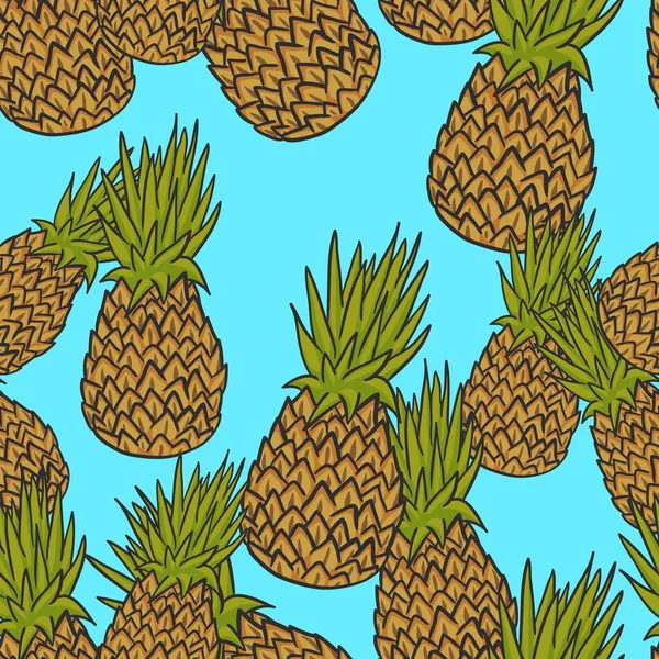 Nahtloser Hintergrund mit einem Muster aus köstlicher Ananas — Stockvektor