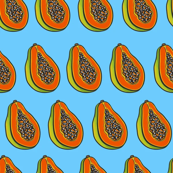 Varratmentes háttérben szeletelt papaja mintával — Stock Vector