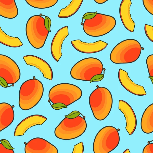 Varratmentes háttérben és mangó mangó szeletekkel mintával — Stock Vector