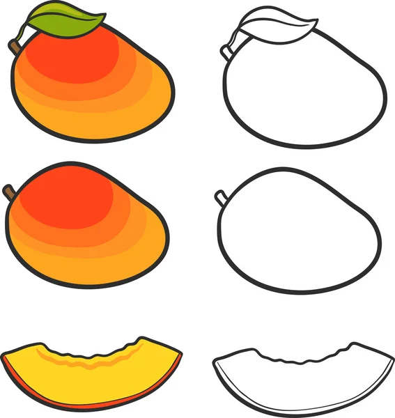 Mango und Mango Scheiben. isoliert — Stockvektor