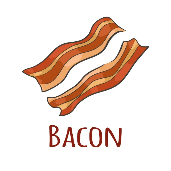 Krispig bacon. Isolerad med inskriptionen — Stock vektor