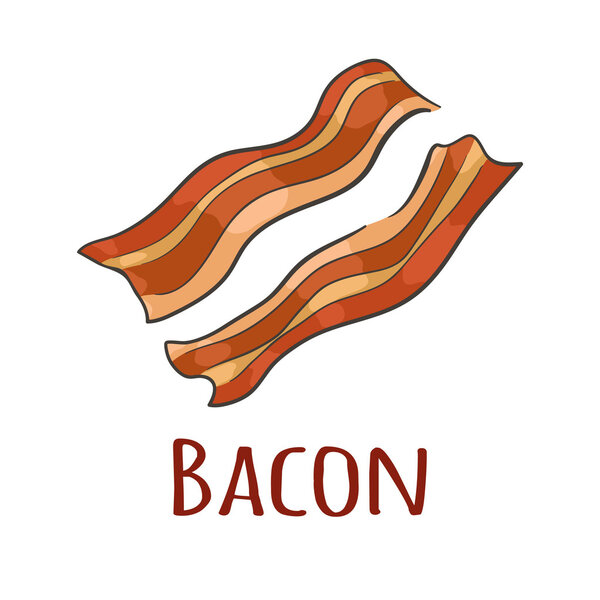 Crispy bacon. Isolated with the inscription