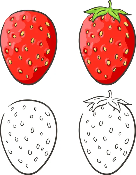 Saftiga läckra jordgubbar. Isolerad uppsättning — Stock vektor