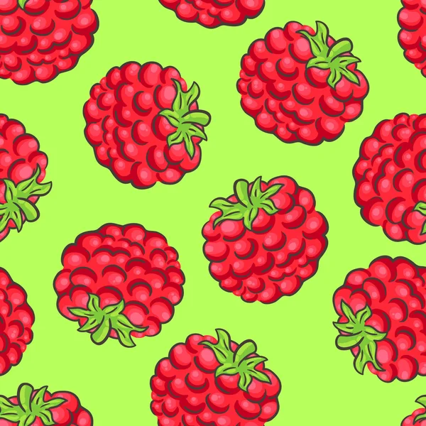 Fond sans couture avec un motif de framboise délicieuse juteuse — Image vectorielle