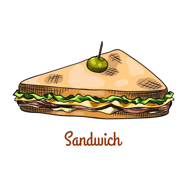 Сэндвич. Изолированный с надписью — стоковый вектор