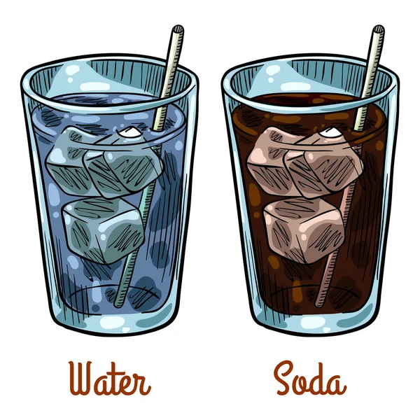 Agua con soda. Aislado con la inscripción — Archivo Imágenes Vectoriales