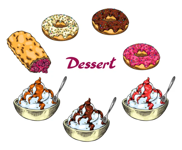 Yummy dessert set — Stock Vector