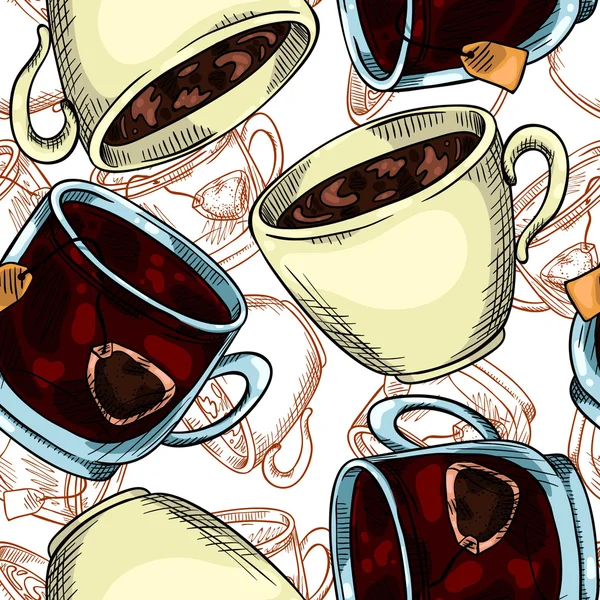 Bir bardak çay ve kahve deseni ile sorunsuz arka plan