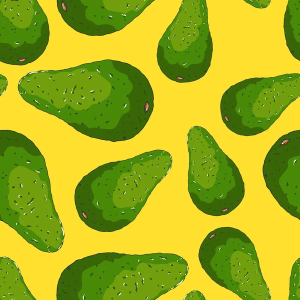 Healthy Food Ripe Avocado Seamless Background Pattern — Stock Vector