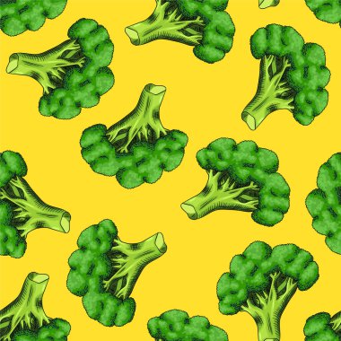 Kusursuz bir arka plan ve taze çiğ brokoli deseni.