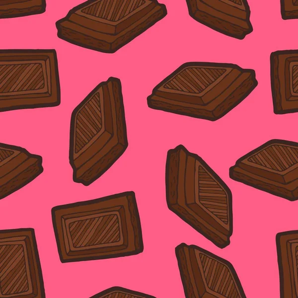 チョコレートの手描きの作品のパターンとシームレスな背景 — ストックベクタ