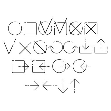 Planlayıcı için farklı yönlerden seçilmiş oklar. Web, uygulamalar ve tasarım için ince çizgi simgeleri. Minimalist düz biçim.