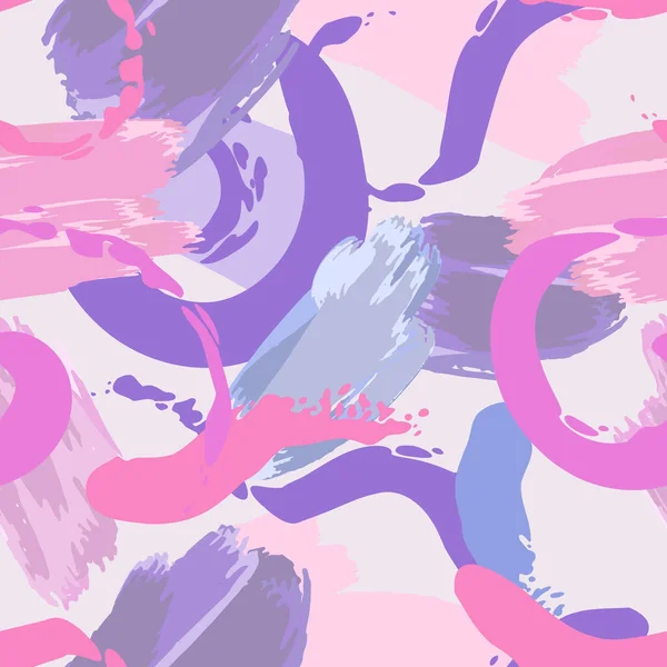 Absztrakt Festmény Fényes Pasztell Foltokkal Ecsetvonásokkal Olajfestékkel Rózsaszín Lila Kék — Stock Vector