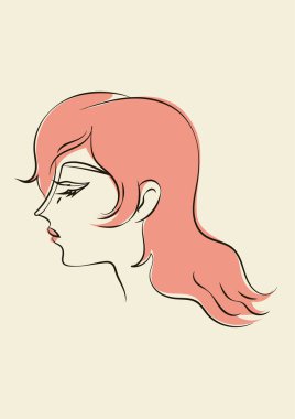 El çizimi, sanatsal ve sofistike kadın portresi. Yumuşak pastel renkte çiz. Şehvetli. Çıplak deri. İzole bir illüstrasyon. Açık tenli Avrupalı kadın